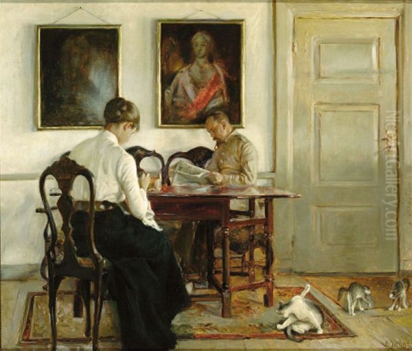 Interior with Helga and Hans Tegner. - view 1
