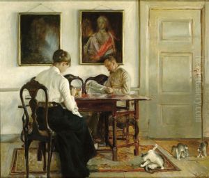 Interior with Helga and Hans Tegner.