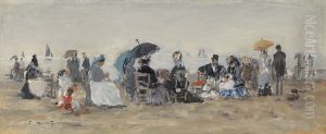 Trouville, scene de plage by Eugene Louis Boudin