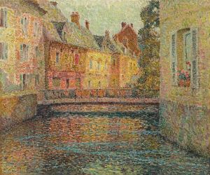 Le canal, soleil, Gisors by Henri Le Sidaner