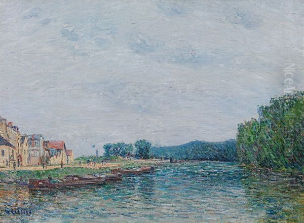 Barques, quai du Pothuis a Pontoise - view 1