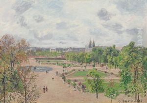 Le jardin des Tuileries, matinee de printemps, temps gris by Camille Pissarro
