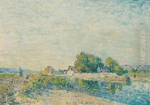 Le barrage du canal du Loing a Saint-Mammes by Alfred Sisley
