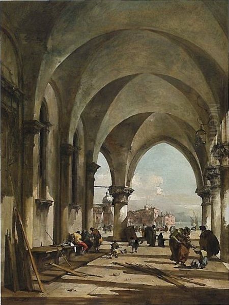 The Arches of the Dodge's Palace, Venice, in the Direction of the Basilica San Giorgio Maggiore - view 1