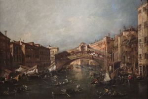 View of the Rialto, Venice, from the Grand Canal by Francesco Guardi