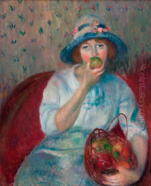 Girl with a Green Apple - view 1