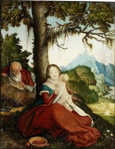 Ruhe auf der Flucht der heiligen Familie nach Agypten by Hans Baldung Grien