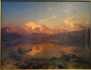 Hoher Goll in the Alpine Glow by Carl Rottmann