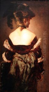 Lady with feather hat by Hans Makart