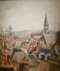 Dacher der Altstadt von Rouen in der Sonne by Camille Pissarro