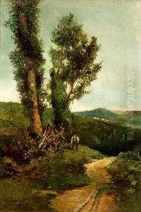 "paisaje Con Campesino" by Tomas Campuzano Y Aguirre