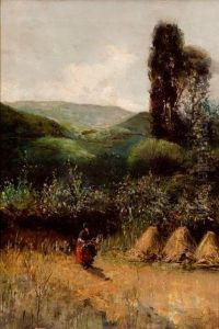 Paisaje Con Campesina by Tomas Campuzano Y Aguirre