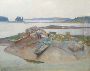 Mending Traps, Martinsville, Maine by N. C. Wyeth