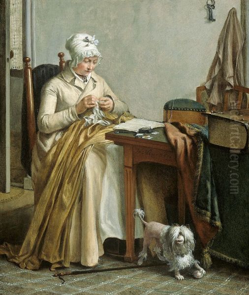 Interior with Sewing Woman. - view 1
