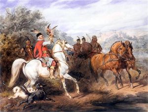 Wyjazd na polowanie z sokolem by Juliusz Kossak