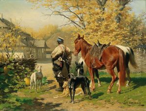 Resting by a Farmhouse Garden by Wladyslaw Karol Szerner