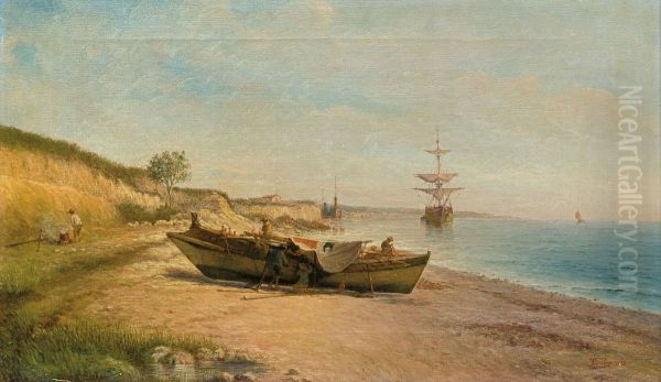 Beach with boat. - view 1