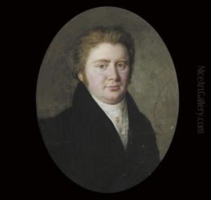A Gentleman, In Black Coat And White Waistcoat, A Gold Stickpin In His White Cravat, Fair Hair