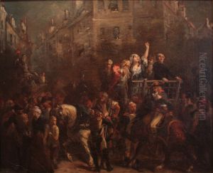 Madame Lavergne et son mari sur la charette des condamnes ? by Achille-Jacques-Jean-Marie Deveria