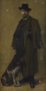 Portret van de fotograaf en kunstschilder Herman A. Bopp (1869-1914) met hond Portret van de fotograaf en kunstschilder Herman A. Bopp (1869-1914) met hond