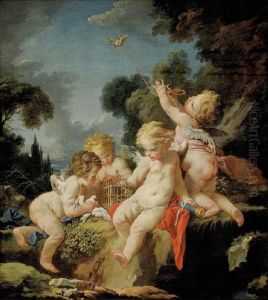 Putti with Birds by Francois Boucher