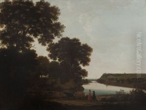 Gezicht over de Maas op Slavante bij Maastricht