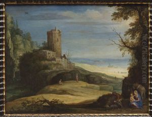Landscape with rest on the flight into Egypt by Paul Bril