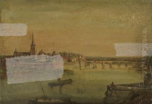 Gezicht op Wyck vanaf de westelijke oever in 1860 by Alexander Schaepkens
