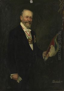 Portret van Richard K.H. Stiel, opperceremoniemeester Societeit Momus by Guillaume Eberhard