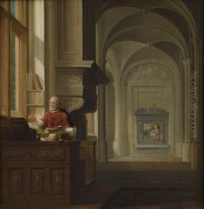 Geleerde in zijn studeervertrek by Hendrik van Steenwijk II