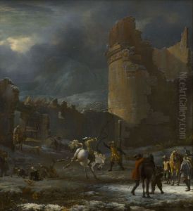 Paardendressuur in winters Rome