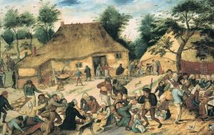 Bruiloftsmaal voor een boerenhuis by Pieter Brueghel the Younger
