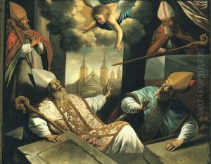 Opstanding van Monulphus en Gondulphus uit hun graf by Gaspar De Crayer