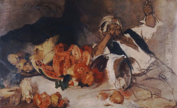 Middle Easterner with fruits - view 1