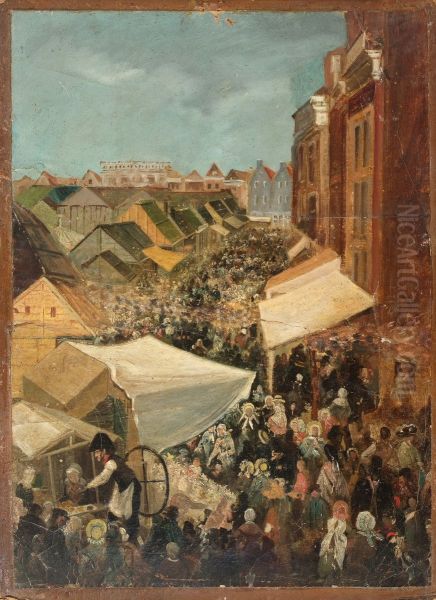 Goudse Kermis op Botermarkt in 1865. - view 1