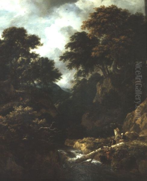 VERVALLEN Berglandschap, Het vissen van kreeftjes, - view 1