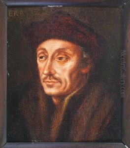 Portret van Erasmus. by Hans Holbein the Younger