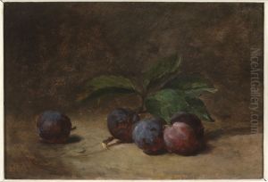 Stilleven met blauwe pruimen. Stilleven met blauwe pruimen.