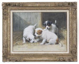 Spelende St. Bernardpups, by Otto Erelman