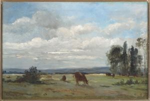 Landschap met grazende koeien. by Constant Troyon