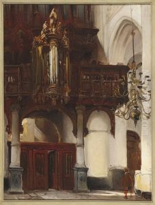 Het orgel van de St. Janskerk te 's-Hertogenbosch. by Johannes Bosboom