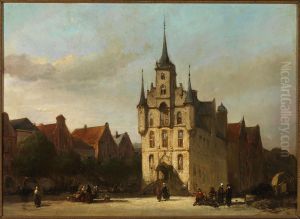 View on the Town Hall of Gouda by Johannes Bosboom