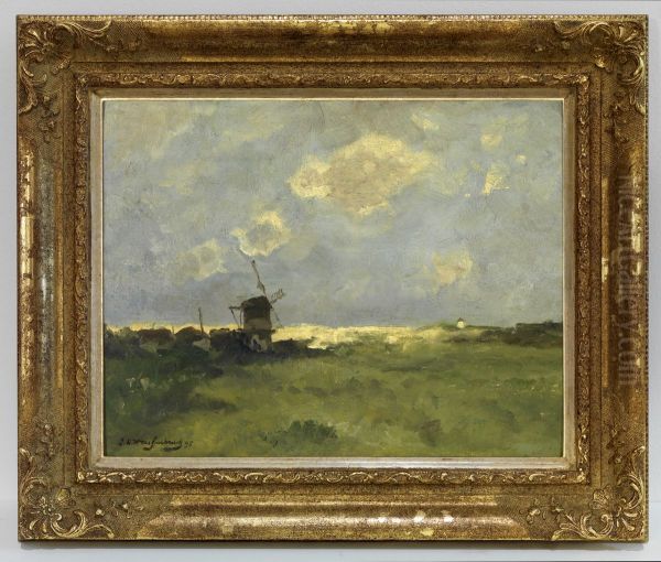 Een windmolen in de duinen. - view 1