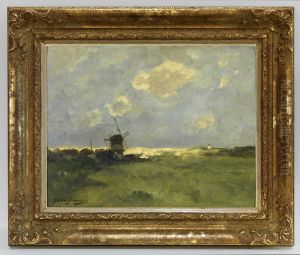 Een windmolen in de duinen.