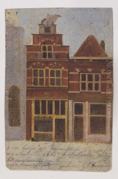 Twee oude huisjes bij de Turfmarkt bij de Gouwe. - view 1