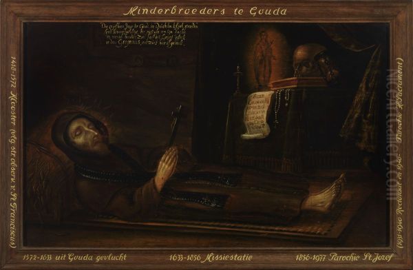 Portret van pater Gregorius Simpernel op zijn doodsbed. - view 1