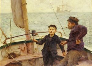 The Steering Lesson by Henry Scott Tuke
