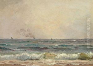 Fishing boats near Skagen. by Laurits Tuxen