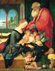 Hl. Familie im Gemach mit funf Engeln Hl. Familie im Gemach mit funf Engeln