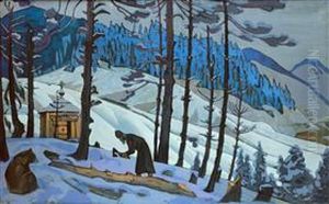 St Sergius the Builder by Nicholas Roerich